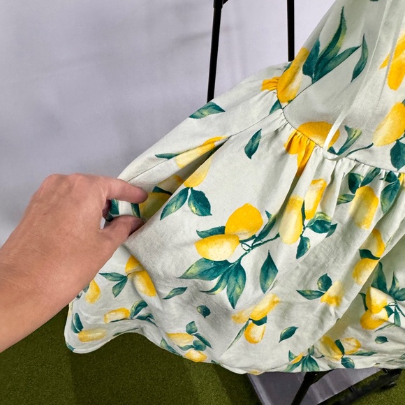 Lemon Print Tie-Shoulder Sundress - Yellow/Green - Picture 5 of 5